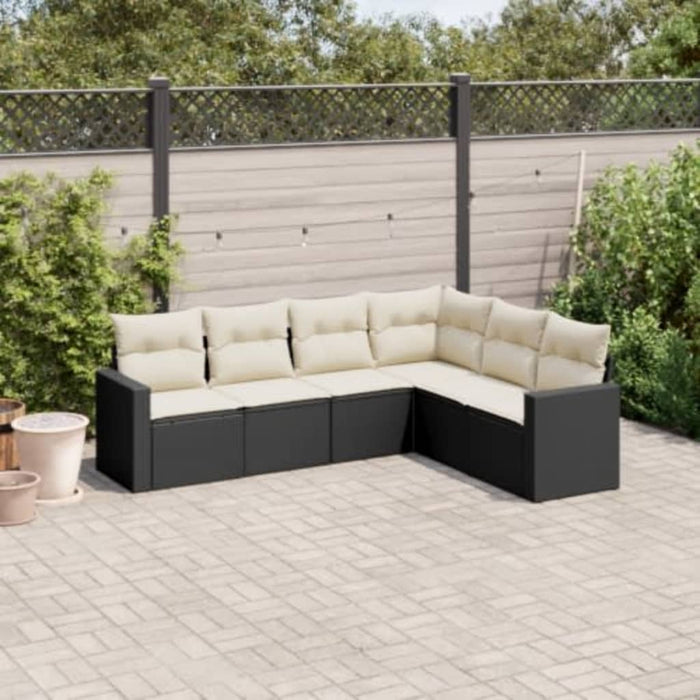 Set mobilier de grădină cu perne, 6 piese, negru, poliratan - WALTI WALTI