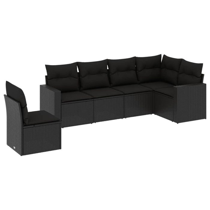 Set mobilier de grădină cu perne, 6 piese, negru, poliratan - WALTI WALTI