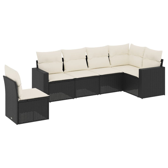 Set mobilier de grădină cu perne, 6 piese, negru, poliratan - WALTI WALTI