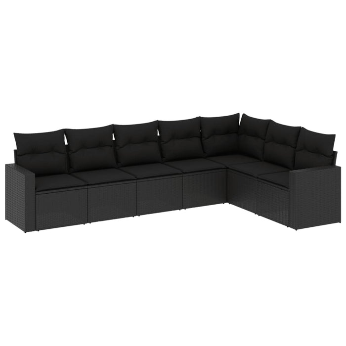 Set canapele de grădină cu perne, 7 piese, negru, poliratan - WALTI WALTI