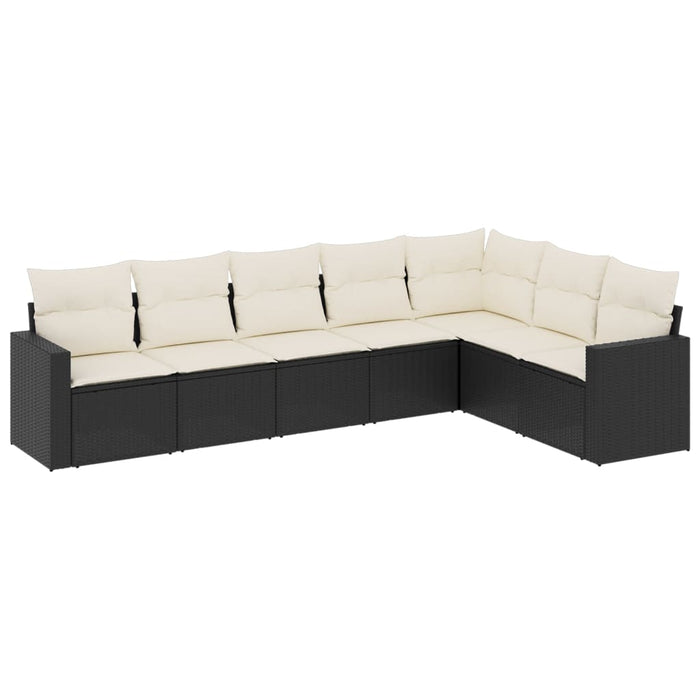Set canapele de grădină cu perne, 7 piese, negru, poliratan - WALTI WALTI