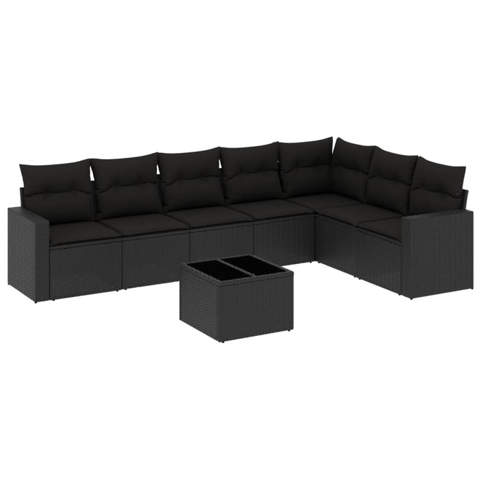 Set mobilier de grădină cu perne, 8 piese, negru, poliratan - WALTI WALTI