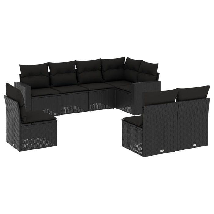 Set mobilier de grădină cu perne, 8 piese, negru, poliratan - WALTI WALTI