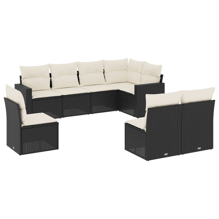 Set mobilier de grădină cu perne, 8 piese, negru, poliratan - WALTI WALTI