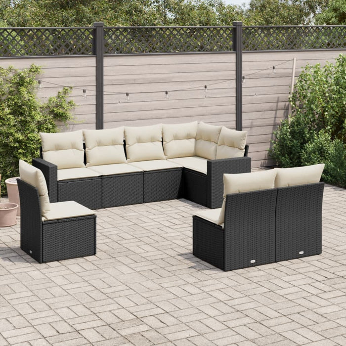 Set mobilier de grădină cu perne, 8 piese, negru, poliratan - WALTI WALTI