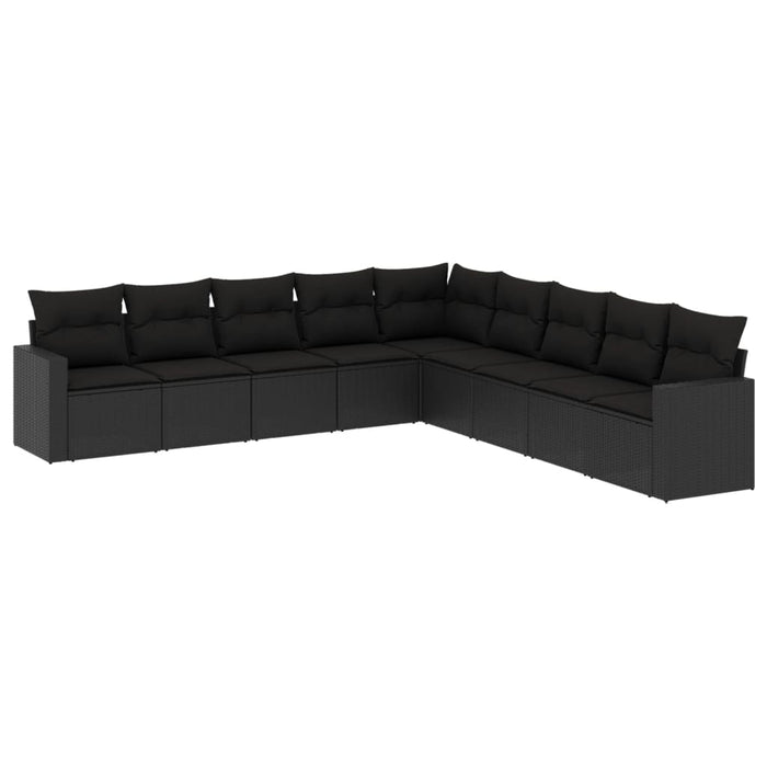 Set mobilier de grădină cu perne, 9 piese, negru, poliratan - WALTI WALTI