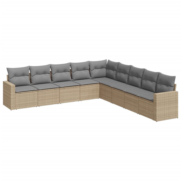 Set canapele de grădină, 9 piese, cu perne, bej, poliratan - WALTI WALTI