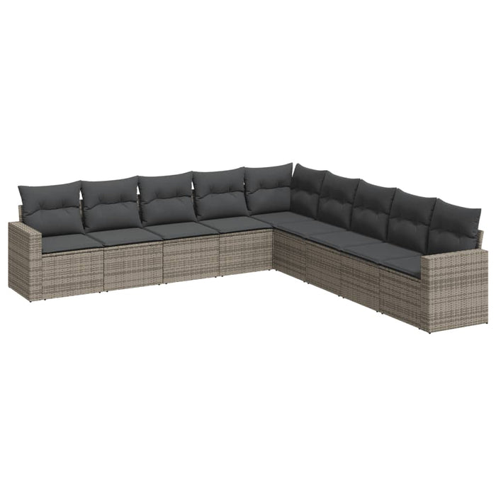 Set canapele de grădină, 9 piese, cu perne, gri, poliratan - WALTI WALTI