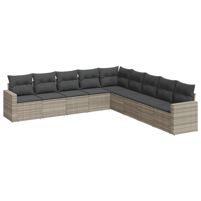 Set canapele de grădină cu perne, 9 piese gri deschis poliratan - WALTI WALTI