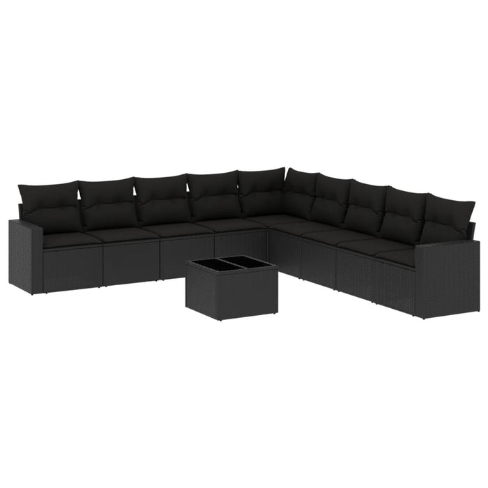 Set canapele de grădină cu perne, 10 piese, negru, poliratan - WALTI WALTI