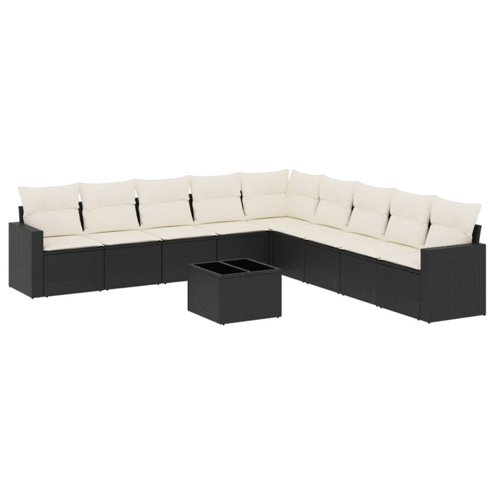 Set canapele de grădină cu perne, 10 piese, negru, poliratan - WALTI WALTI