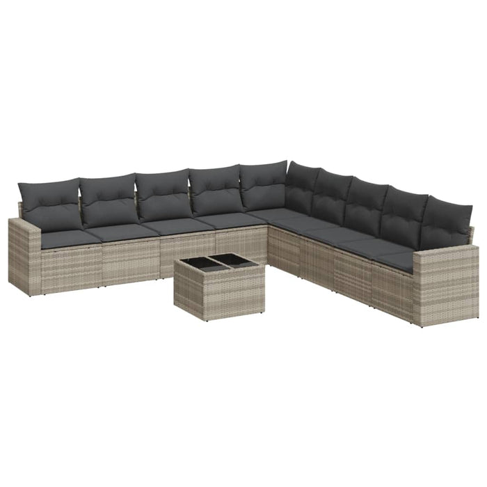 Set canapele de grădină cu perne 10 piese gri deschis poliratan - WALTI WALTI