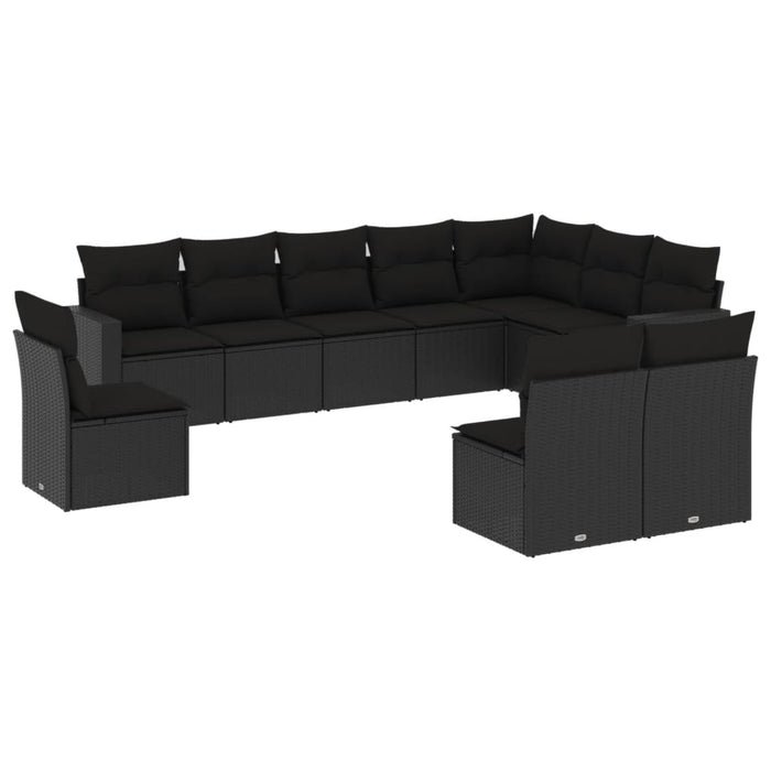 Set canapele de grădină cu perne, 10 piese, negru, poliratan - WALTI WALTI