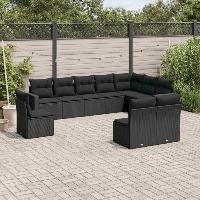 Set canapele de grădină cu perne, 10 piese, negru, poliratan - WALTI WALTI