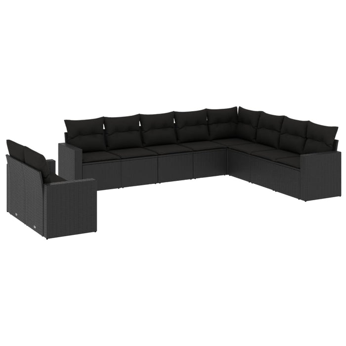 Set canapele de grădină cu perne, 10 piese, negru, poliratan - WALTI WALTI