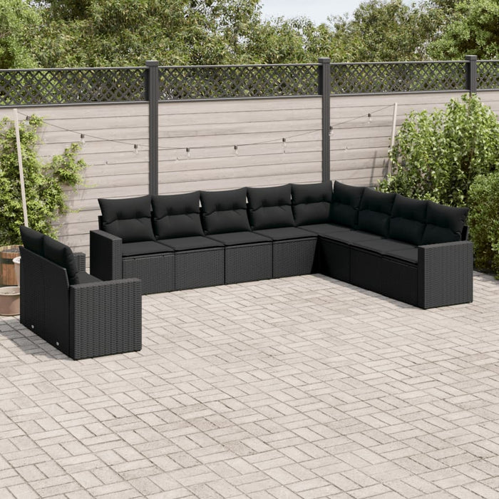 Set canapele de grădină cu perne, 10 piese, negru, poliratan - WALTI WALTI