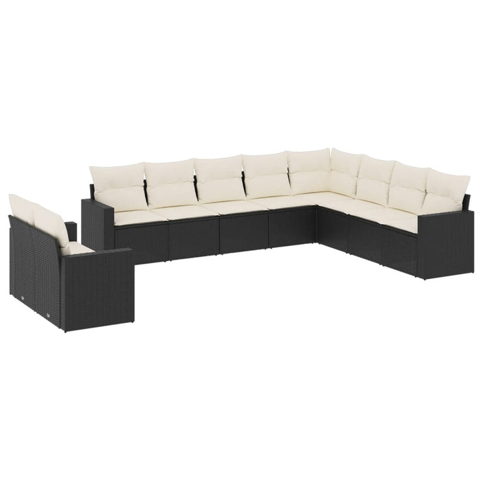 Set canapele de grădină cu perne, 10 piese, negru, poliratan - WALTI WALTI