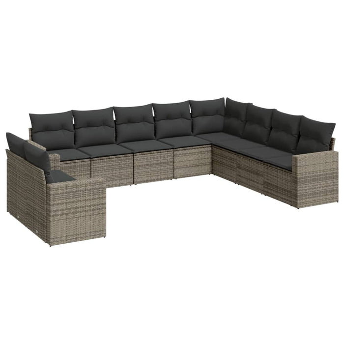 Set mobilier de grădină cu perne, 10 piese, gri, poliratan - WALTI WALTI