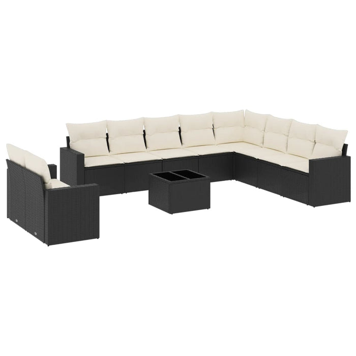 Set canapele de grădină cu perne, 11 piese, negru, poliratan - WALTI WALTI