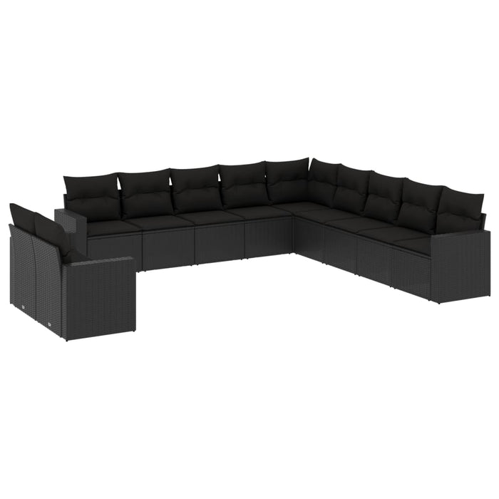 Set canapele de grădină cu perne, 11 piese, negru, poliratan - WALTI WALTI
