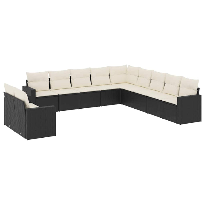 Set canapele de grădină cu perne, 11 piese, negru, poliratan - WALTI WALTI