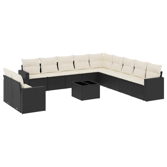Set canapele de grădină, 12 piese, cu perne, negru, poliratan - WALTI WALTI