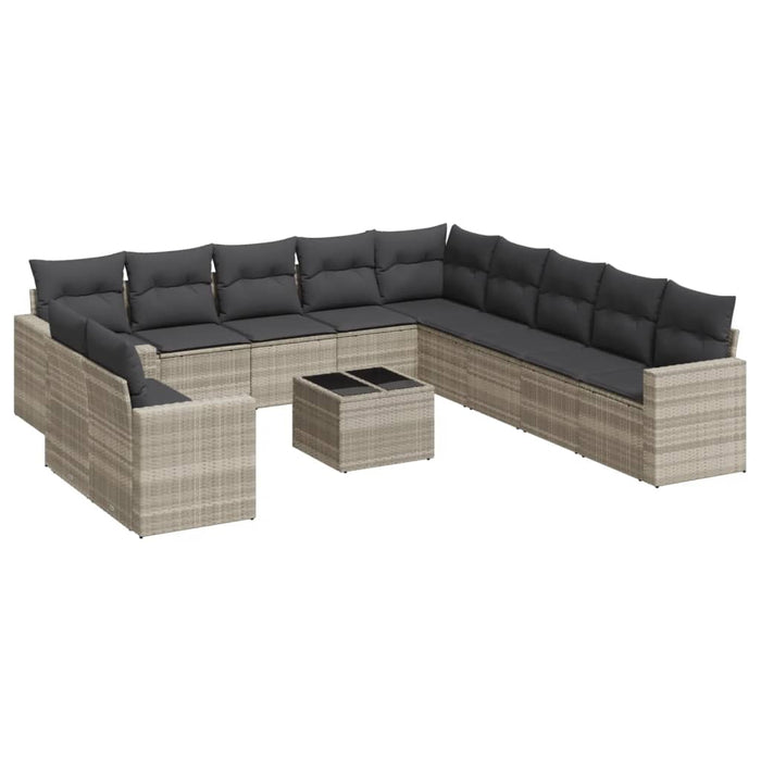 Set canapele de grădină cu perne, 12piese gri deschis poliratan WALTI