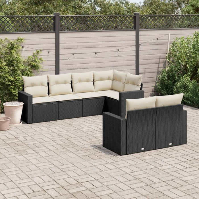 Set canapele de grădină cu perne, 7 piese, negru, poliratan - WALTI WALTI
