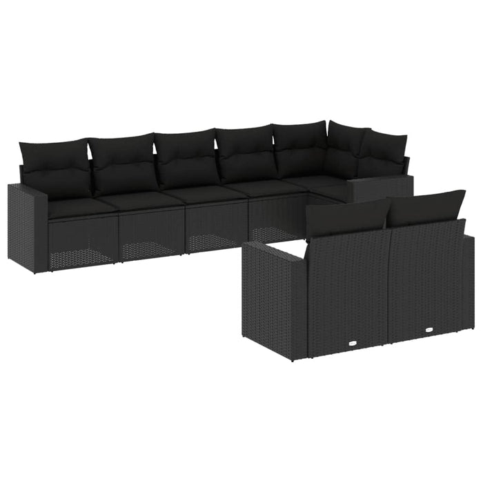 Set mobilier de grădină cu perne, 8 piese, negru, poliratan - WALTI WALTI