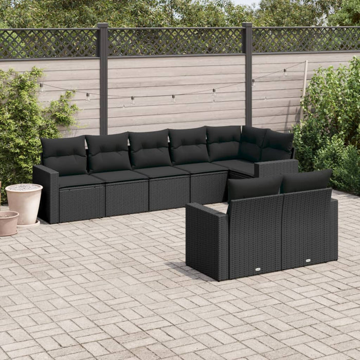 Set mobilier de grădină cu perne, 8 piese, negru, poliratan - WALTI WALTI