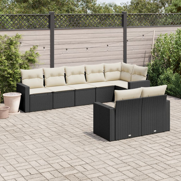 Set mobilier de grădină cu perne, 8 piese, negru, poliratan - WALTI WALTI