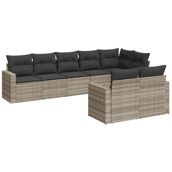 Set mobilier de grădină cu perne, 8 piese gri deschis poliratan - WALTI WALTI