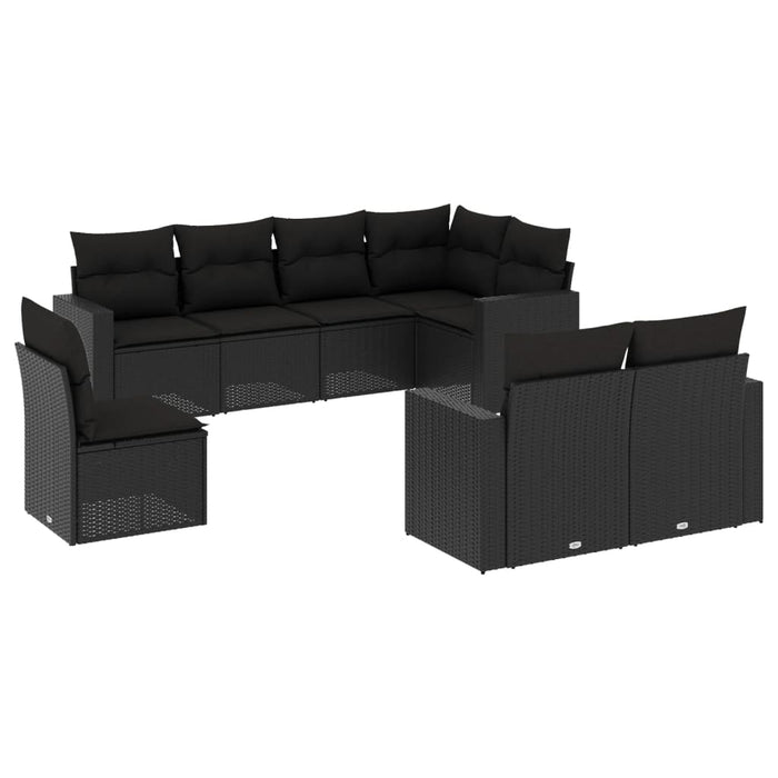 Set mobilier de grădină cu perne, 8 piese, negru, poliratan - WALTI WALTI