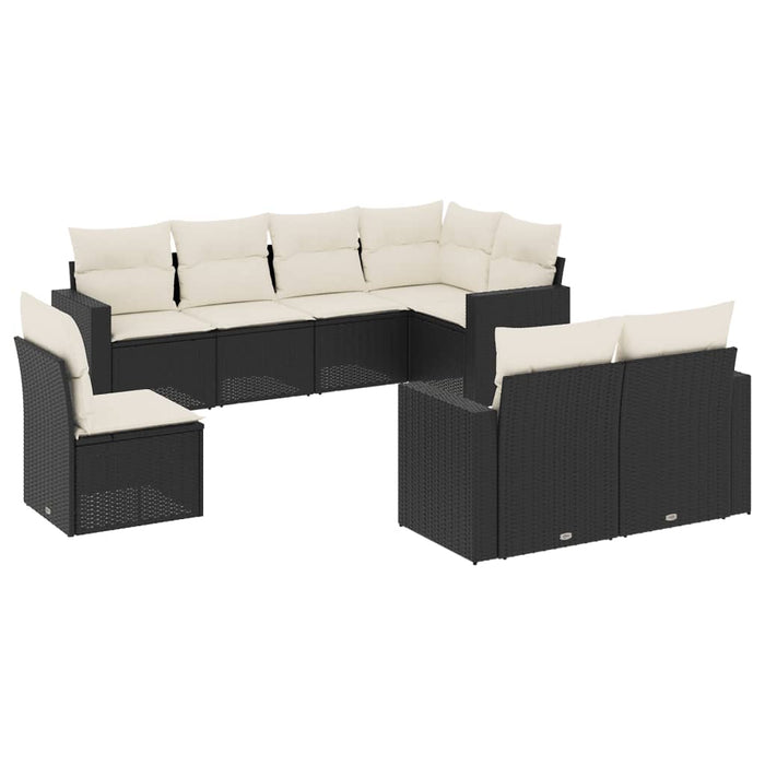 Set mobilier de grădină cu perne, 8 piese, negru, poliratan - WALTI WALTI