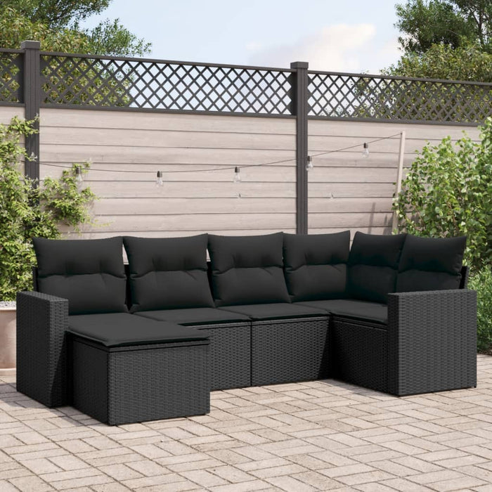 Set mobilier de grădină cu perne, 6 piese, negru, poliratan - WALTI WALTI