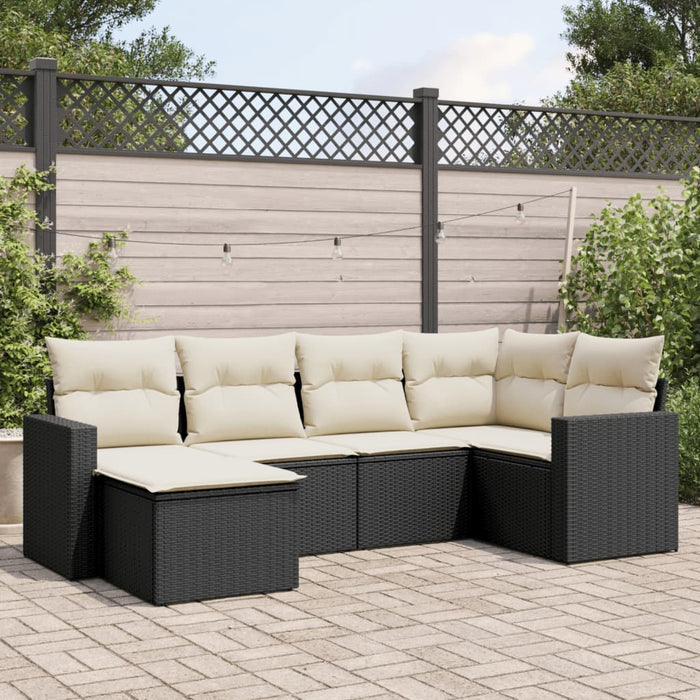 Set mobilier de grădină cu perne, 6 piese, negru, poliratan - WALTI WALTI