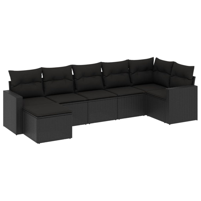 Set canapele de grădină cu perne, 7 piese, negru, poliratan - WALTI WALTI