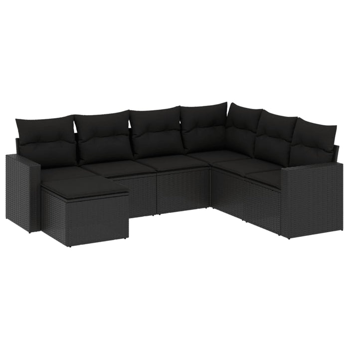 Set canapele de grădină cu perne, 7 piese, negru, poliratan - WALTI WALTI