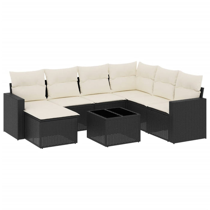 Set mobilier de grădină cu perne, 8 piese, negru, poliratan - WALTI WALTI