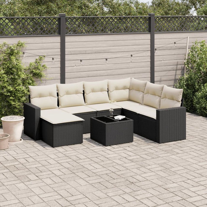 Set mobilier de grădină cu perne, 8 piese, negru, poliratan - WALTI WALTI