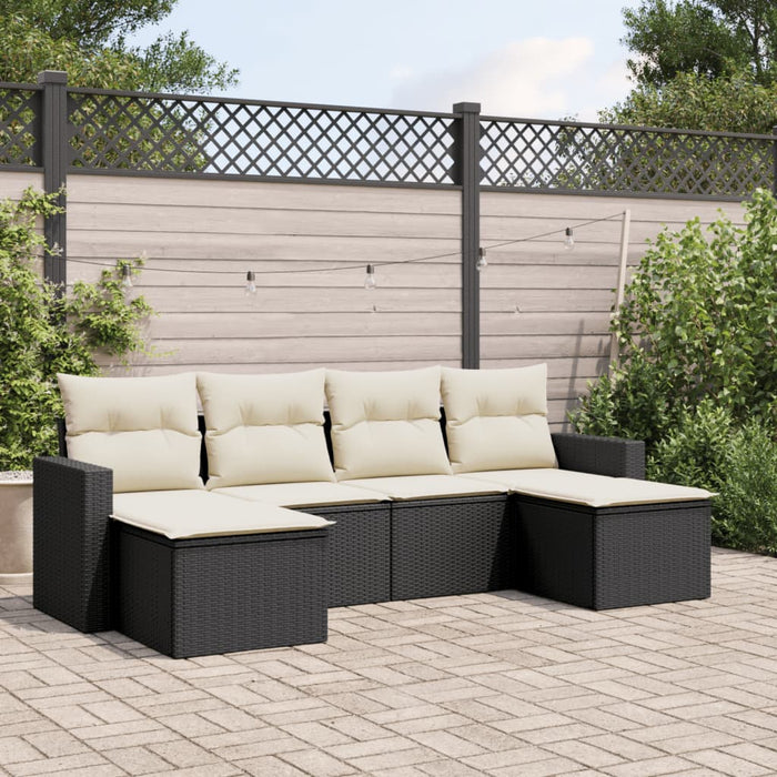 Set mobilier de grădină cu perne, 6 piese, negru, poliratan - WALTI WALTI