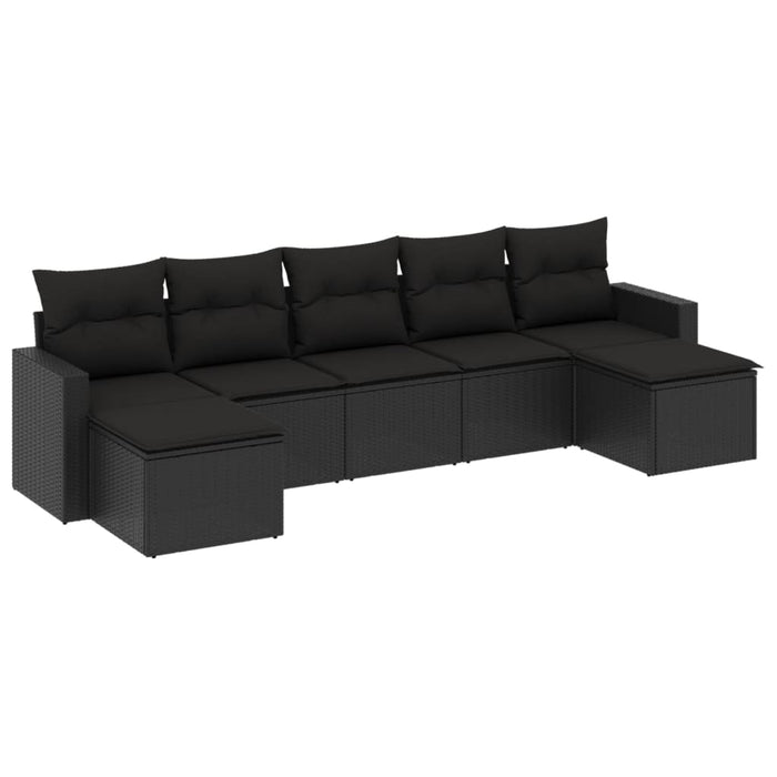 Set canapele de grădină cu perne, 7 piese, negru, poliratan - WALTI WALTI