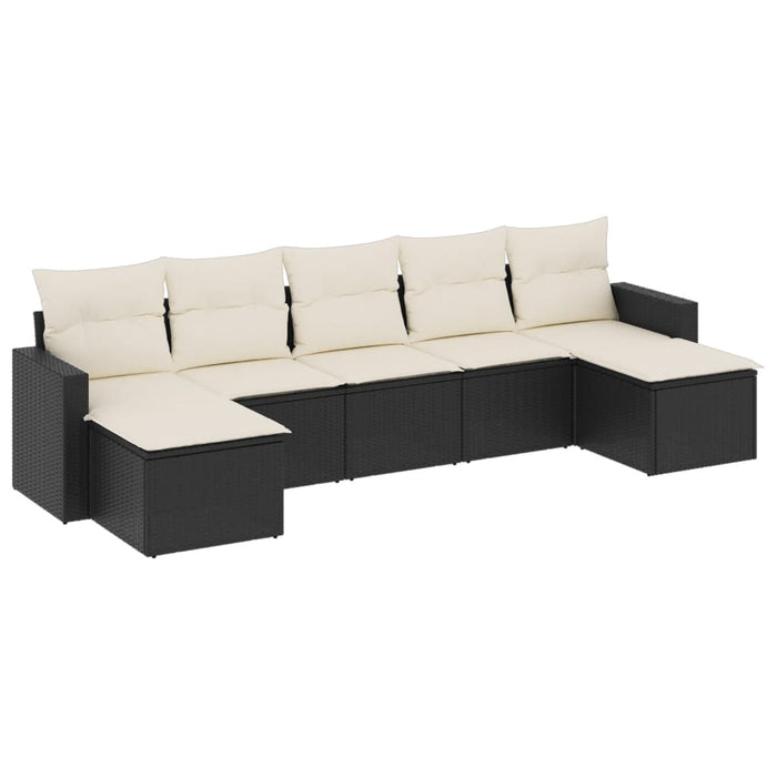 Set canapele de grădină cu perne, 7 piese, negru, poliratan - WALTI WALTI