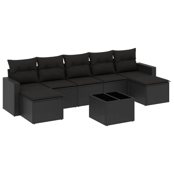 Set mobilier de grădină cu perne, 8 piese, negru, poliratan - WALTI WALTI
