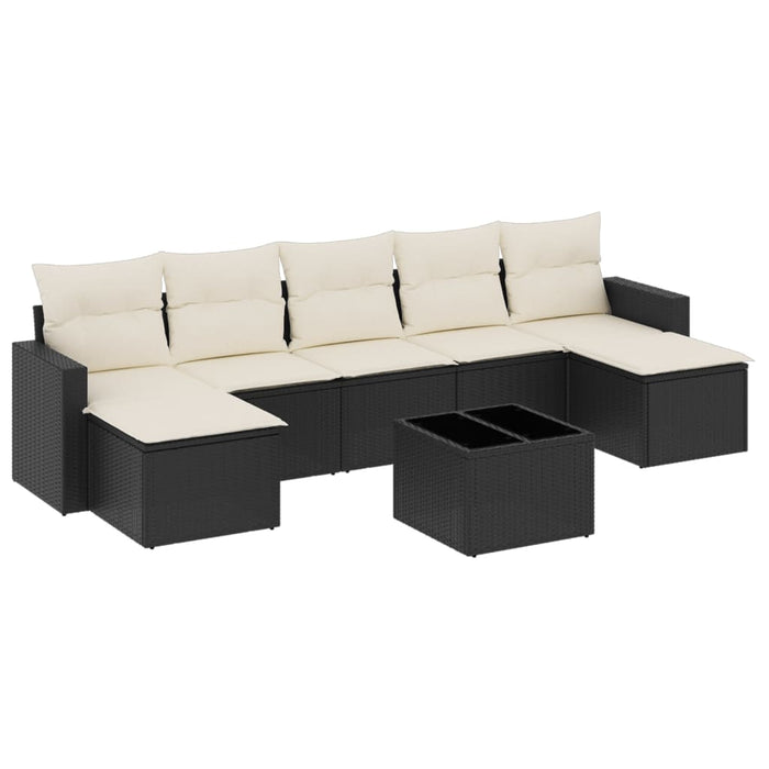 Set mobilier de grădină cu perne, 8 piese, negru, poliratan - WALTI WALTI