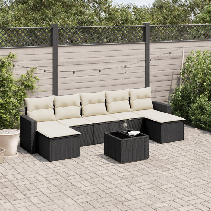 Set mobilier de grădină cu perne, 8 piese, negru, poliratan - WALTI WALTI