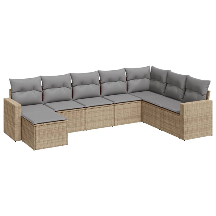 Set canapele de grădină, 8 piese, cu perne, bej, poliratan WALTI