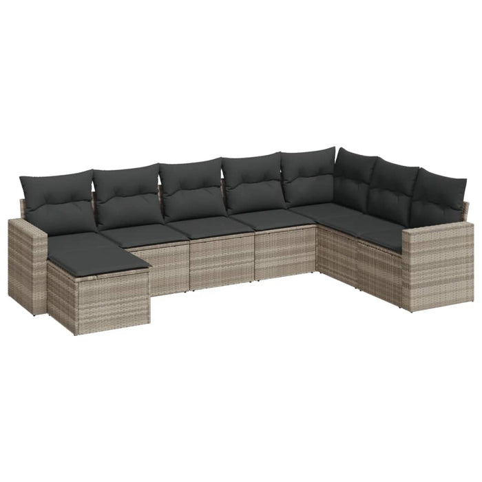 Set mobilier de grădină cu perne, 8 piese gri deschis poliratan - WALTI WALTI