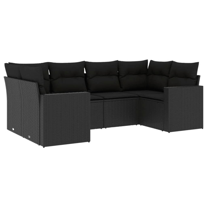 Set mobilier de grădină cu perne, 6 piese, negru, poliratan - WALTI WALTI
