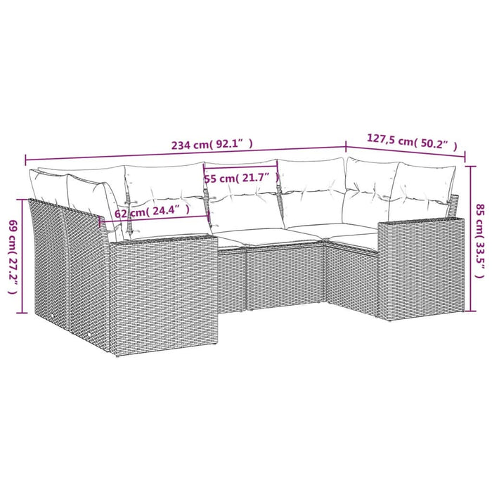 Set mobilier de grădină cu perne, 6 piese, negru, poliratan - WALTI WALTI